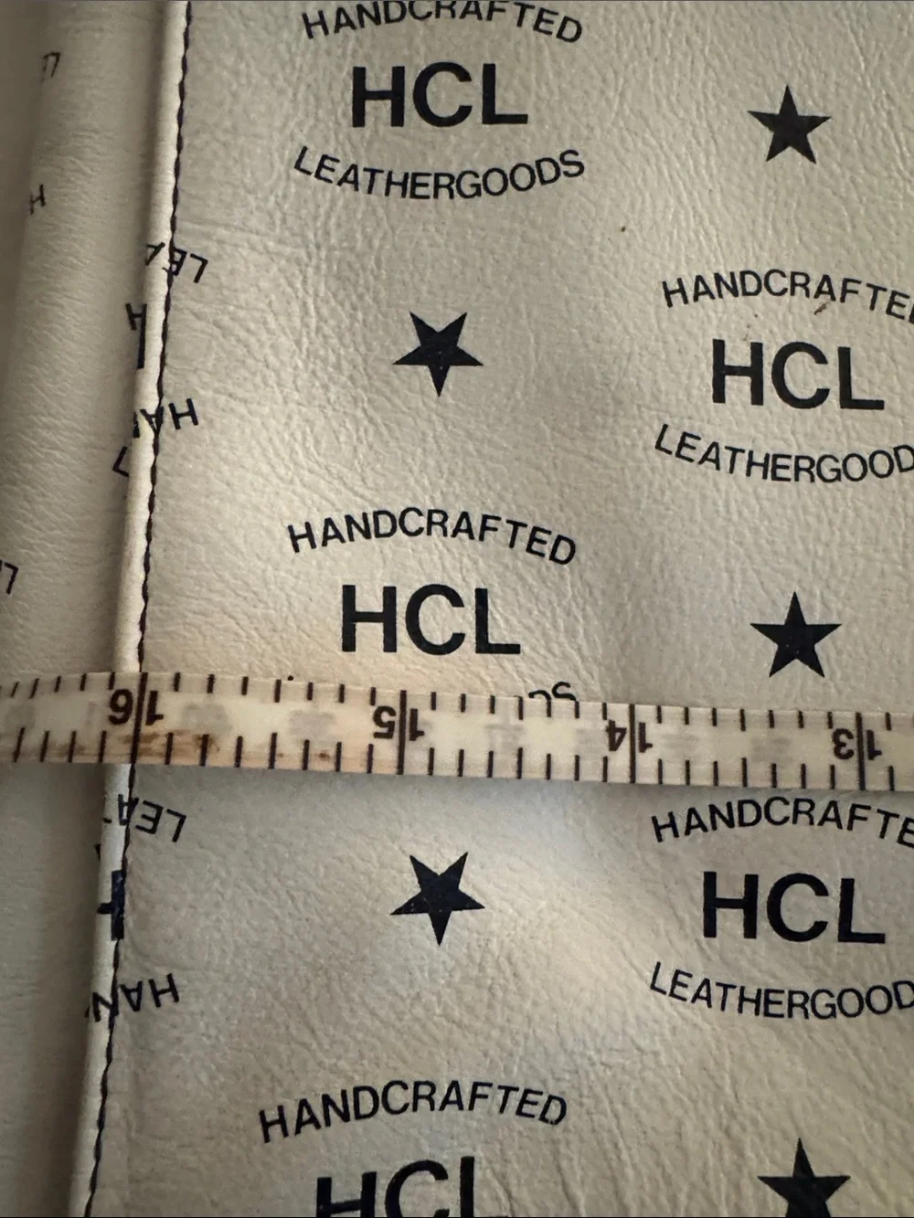 HCL White Messenger Bag with Black Trim and Gold Plate